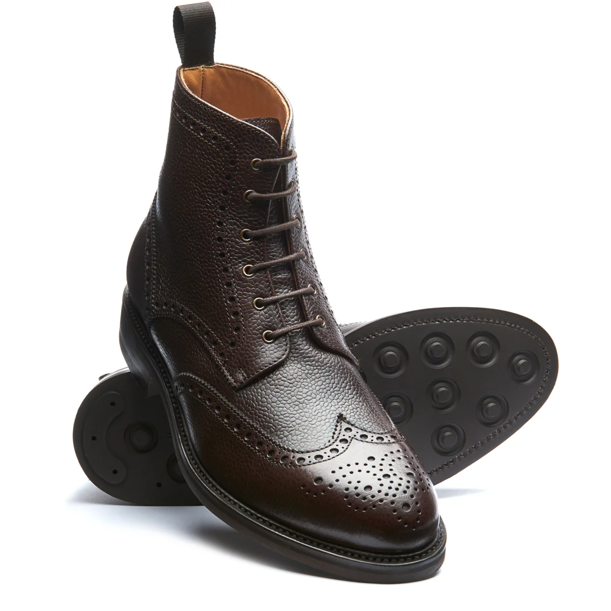 Walnut Brown Grain-Calf 6 Eye Derby Brogue Boot - Image 2