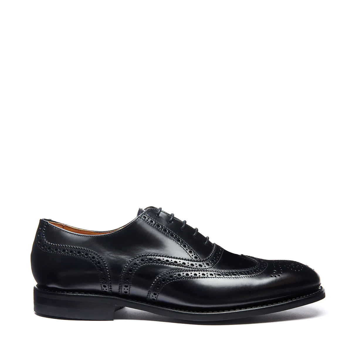 Black Hi-Shine 5 Eye Oxford Brogue Shoe