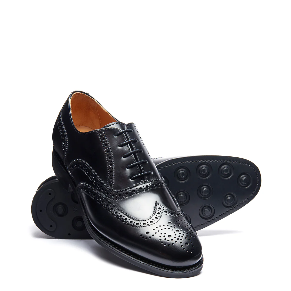 Black Hi-Shine 5 Eye Oxford Brogue Shoe - Image 2