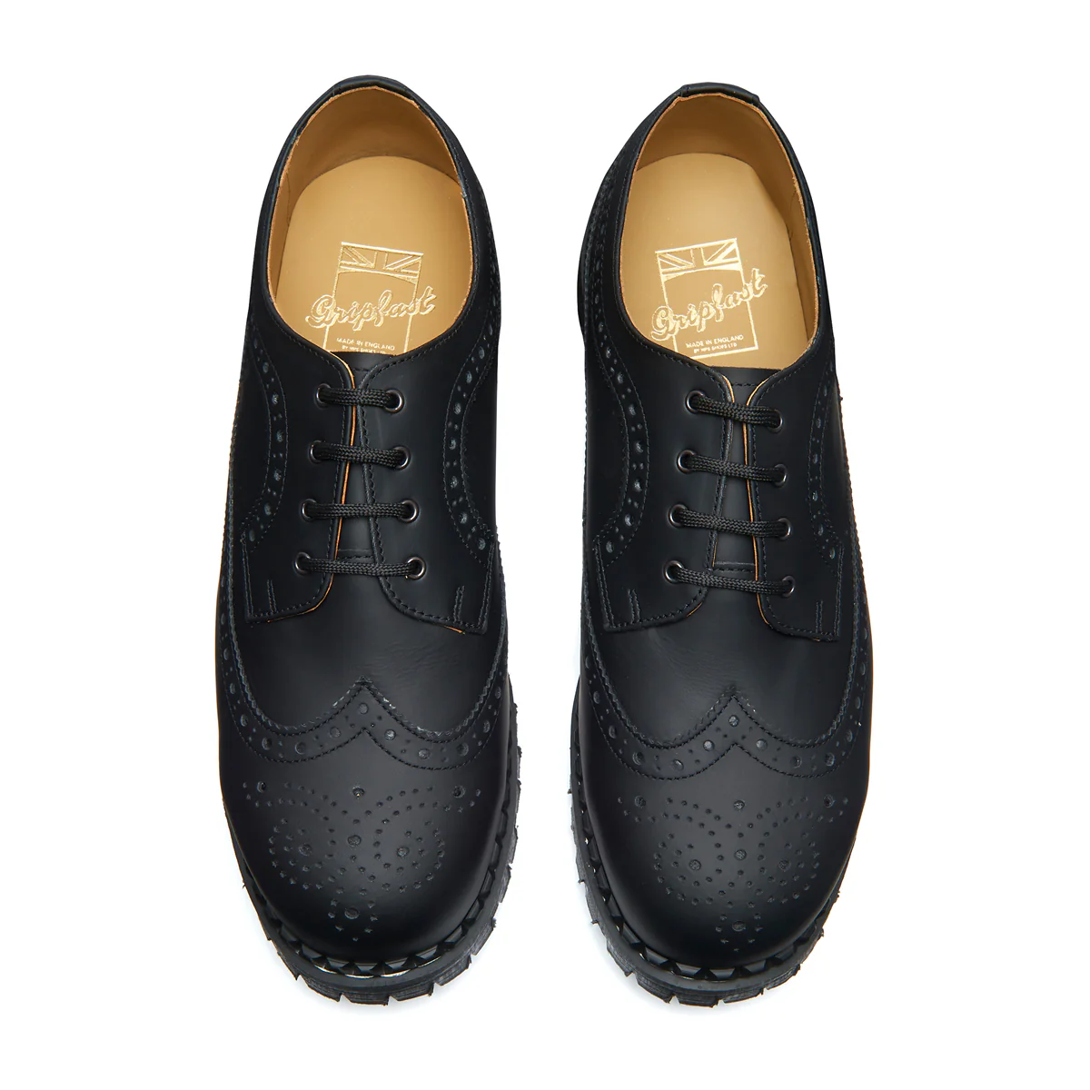Black Greasy 4 Eye Steel Toe American Derby Brogue Shoe - Image 3