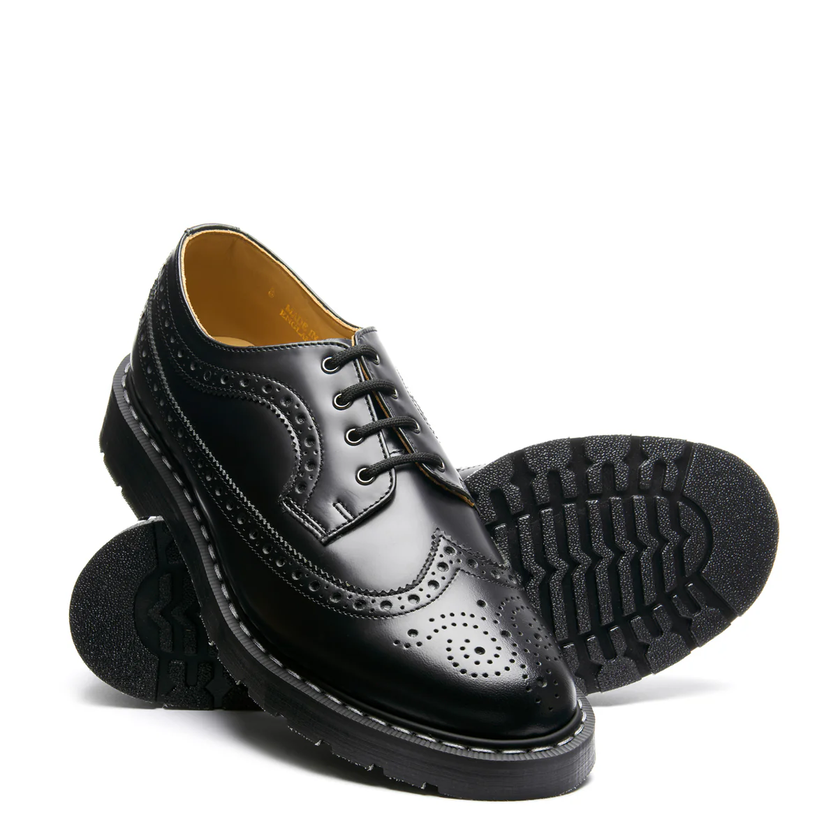 Black Hi-Shine 4 Eye American Derby Brogue Shoe - Image 2