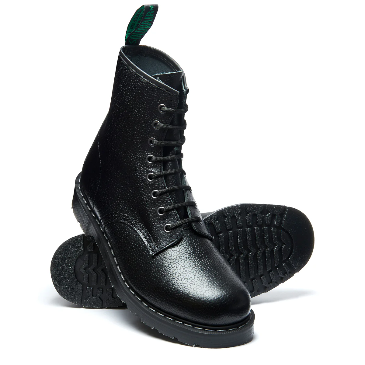 Black Hi-Shine Grain 8 Eye Derby Boot - Image 2